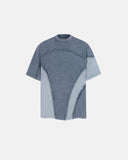 panel washed boxy cropped t shirt