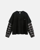 Distressed Plaid Layered Long Sleeve Tees | Inflation Streetwear INFLATION