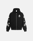 Cross PU Patch Embroidery Zip Up Hoodies | Inflation Streetwear INFLATION