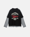 Retro Letter Print Layered Stripe T-Shirt | Inflation Streetwear INFLATION