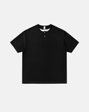 relaxed short sleeve henley tee with contrast trim