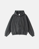 Contrast Stitching Distressed Wash Zip Up Hoodies | Inflation Streetwear INFLATION