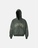 Suede Patch Embroidery Zip Hoodie | Inflation Streetwear INFLATION