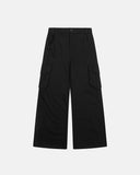 black structured cargo pants front view