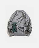 Dinosaur Graphic Crew Neck Knit Sweater | Inflation Streetwear