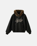 Faux Fur Collar Zip Up Hoodie Jacket | Inflation Streetwear INFLATION