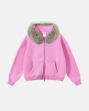 Faux Fur Collar Distressed Zip Up Hoodies | Inflation Streetwear INFLATION
