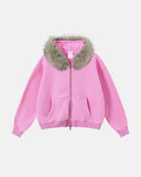 Faux Fur Collar Distressed Zip Up Hoodies | Inflation Streetwear INFLATION