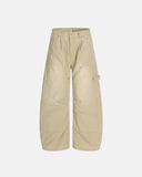 kahki barrel cargo pants with rivet details