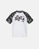 white camo raglan sleeve graphic boxy t shirt front view
