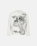 white waffle cross graphic henley long sleeve t shirt front view