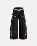 black striped graphic barrel sweatpants front view
