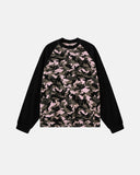 pink camo waffle raglan long sleeve t shirt front view