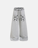 grey star graphic barrel sweatpants front view