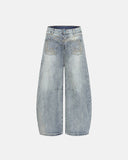 Graphic Embroidered Washed Barrel Jeans | Inflation Streetwear INFLATION