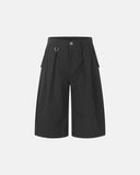 inflation pinstripe pleated tailored shorts front view wide leg