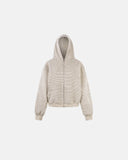 Fuzzy Stripe Boxy Zip Up Hoodie | Inflation Streetwear