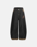 Leopard Pactchwork Embroidery Baggy Jeans | Inflation Streetwear INFLATION