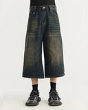 Acid Washed Longline Baggy Denim Jorts | Inflation Streetwear