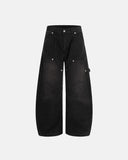 black washed wide leg cargo pants