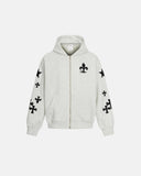 Cross PU Patch Embroidery Zip Up Hoodies | Inflation Streetwear INFLATION