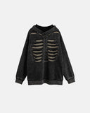 Distressed Ribcage Wash Hoodie | Inflation Streetwear INFLATION
