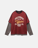 Retro Letter Print Layered Stripe T-Shirt | Inflation Streetwear INFLATION