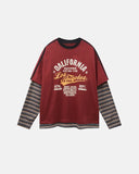 Retro Letter Print Layered Stripe T-Shirt | Inflation Streetwear INFLATION