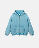 Washed Fleece Oversized Zip Up Hoodie | Inflation Streetwear