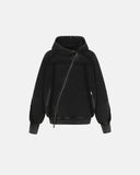 Diagonal Zipper Acid-Washed Hoodie | INFLATION Streetwear INFLATION