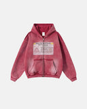 Graphic Ripped Washed Zip Up Hoodies | Inflation Streetwear