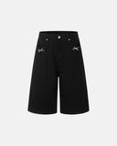 black wide leg casual shorts men