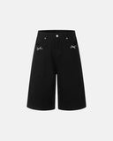 black wide leg casual shorts men