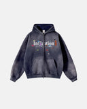 Graphic Acid Washed Zip Up Hoodies | Inflation Streetwear INFLATION