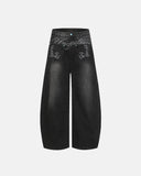 Graphic Embroidered Washed Barrel Jeans | Inflation Streetwear INFLATION
