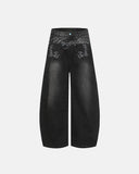 Graphic Embroidered Washed Barrel Jeans | Inflation Streetwear INFLATION
