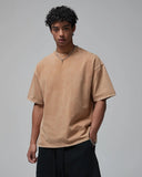 Mock Neck Wax Washed T-Shirt | Inflation Streetwear INFLATION