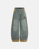 Leopard Patchwork Embroidery Baggy Jeans | Inflation Streetwear