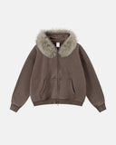 Faux Fur Collar Distressed Zip Up Hoodies | Inflation Streetwear INFLATION