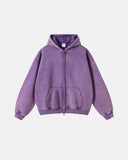 INFLATION Washed Distressed Fleece Zip Up Hoodies INFLATION