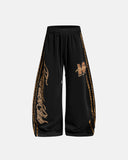 black leopard stripe barrel sweatpants front view