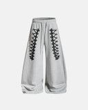 grey braid detail barrel sweatpants front view