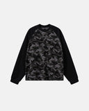charcoal camo waffle raglan long sleeve t shirt front view