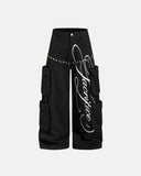 Script Graphic Wide Leg Cargo Pants | Inflation Streetwear