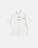 textured stand collar short sleeve shirt