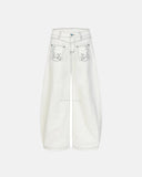 Graphic Embroidered Washed Barrel Jeans | Inflation Streetwear INFLATION