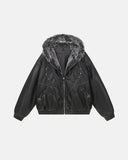 Faux Fur Collar PU Leather Jacket | Inflation Streetwear