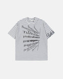 flat lay of striped raglan sleeve t-shirt front