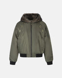Faux Fur Grommet Hooded Bomber Jacket | Inflation Streetwear