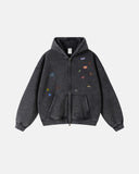 Funny Stickers Distressed Zip Up Hoodies | Inflation Streetwear INFLATION